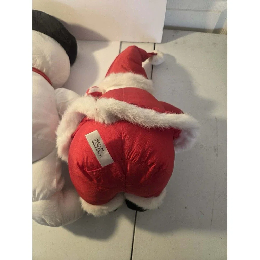 3 Vintage Nylon Christmas REINDEER, SANTA CLAUS, SNOWMAN Stuffed Plush 7